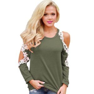 Beautiful Boutique Army Green Cold shoulder long sleeve